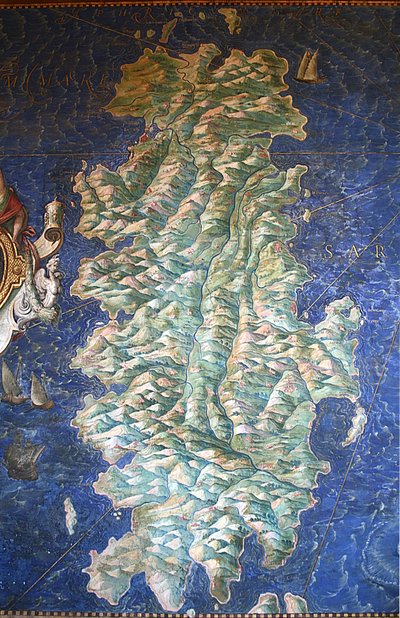 撒丁岛地图 - 地图画廊 - 梵蒂冈博物馆。 作者 伊格纳齐奥·丹蒂