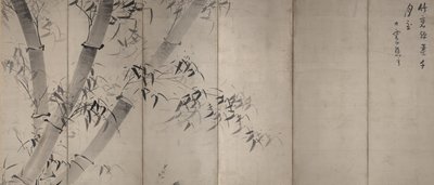 Moonlight Bamboo，六面板折叠屏，c.1758-60（纸上墨水） 作者 池之针