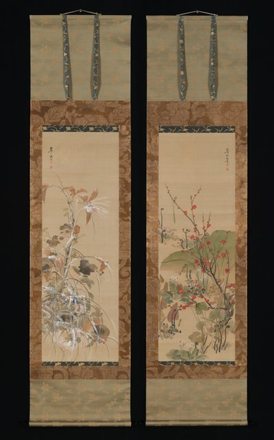 四季的花和鸟，19世纪中期。 作者 池田科森