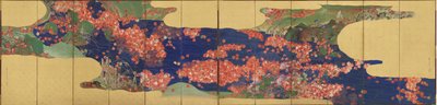 枫叶溪流六屏江户时代 作者 池田科森