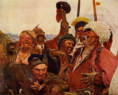 扎波罗热人给土耳其苏丹写信的细节》，1880-1890，1965。 作者 伊利亚·叶菲莫维奇·列宾