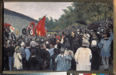 一年一度在巴黎佩雷拉海兹公墓（Mur des Federes 前面，1871 年公社战士在此被枪杀，此后这里成为争取自由和革命理想的象征）举行的集会。Peintu 作者 伊利亚·叶菲莫维奇·列宾