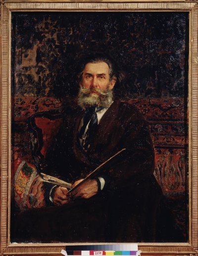 画家阿列克谢-博戈柳博夫（博戈柳博夫或博戈柳博夫）（1824-1896 年）的肖像。伊利亚-叶菲莫维奇-列宾（Ilia Yefimovitch Repin）（1844-1930 年）的画作，布面油画 作者 伊利亚·叶菲莫维奇·列宾