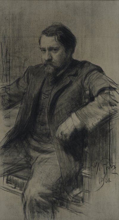 画家瓦伦丁·亚历山德罗维奇·谢罗夫（1865-1911年）的肖像，1901年 作者 伊利亚·叶菲莫维奇·列宾