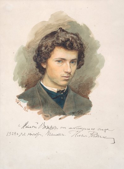 自画像 - Repin, Ilya Yefimovich (1844-1930) - 1866 - 纸本水彩 - 35x26 - 私人收藏 作者 伊利亚·叶菲莫维奇·列宾