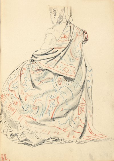 研究“巴黎咖啡馆”：从后面坐着的女人的衣服，约1872-1875年 作者 伊利亚·叶菲莫维奇·列宾
