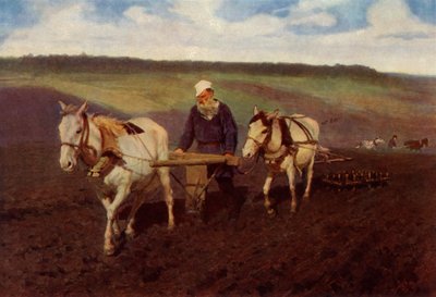 犁人列奥-尼古拉耶维奇-托尔斯泰在犁地》，1887年，1965年。 作者 Ilya Efimovich Repin