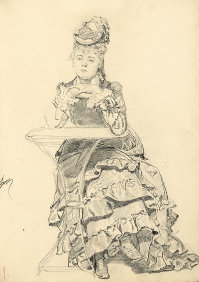 坐在咖啡桌旁的女人c。 1872-1875年 作者 伊利亚·叶菲莫维奇·列宾