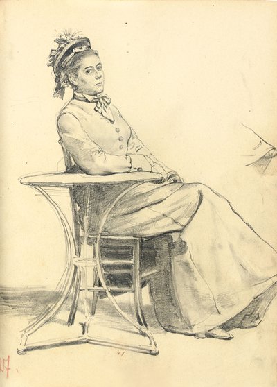 坐在咖啡桌旁的女人c。 1872-1875年 作者 伊利亚·叶菲莫维奇·列宾