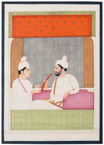 Kangra的Raja Sansar Chand和他的儿子Aniruda Chand的肖像，印度北部旁遮普邦的Kangra 作者 印度学校