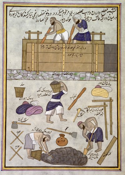 Add.Or.1717 泥墙的建造者（纸面水彩画） 作者 印度学校