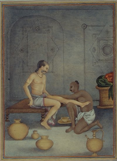 Add 27255 fol.208v 一个男人和他的 Ghulam 仆人，选自詹姆斯-斯金纳上校（1778-1841 年）1825 年编撰的《Tashrih al-aqvam》（纸面水粉画） 作者 印度学校