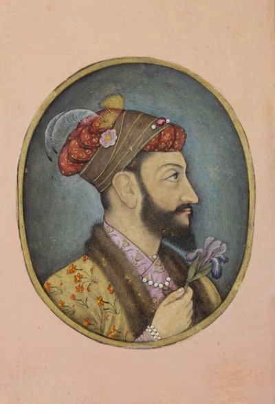 Aurangzeb Bahadur持有虹膜，c.1650（不透明的wc和黄金在纸上） 作者 印度学校