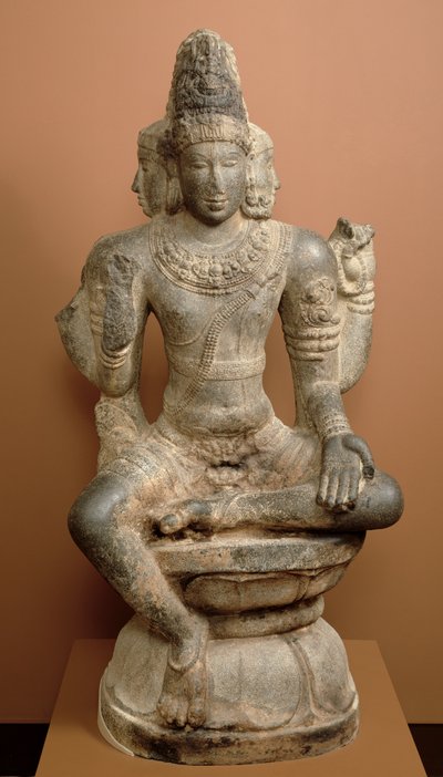 Chola王朝的梵天（带有石膏和红色素的花岗岩） 作者 Indian School