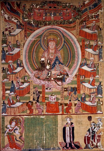 佛教：“《菩萨（或菩萨）提藏，六缘十王（地藏）》”，983年，印度绘画。 暗淡。 0,22x0,4 m。 巴黎，吉美博物馆，亚洲艺术国家博物馆 作者 印度学校