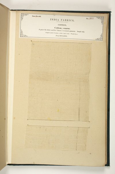 来自印度纺织品制造商收藏的粗棉花Benares，由John Forbes Watson于1866年出版 作者 印度学校