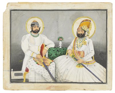 Jaswant Singhji和Takhat Singh的双重肖像，焦特布尔，十九世纪中叶 作者 印度学校