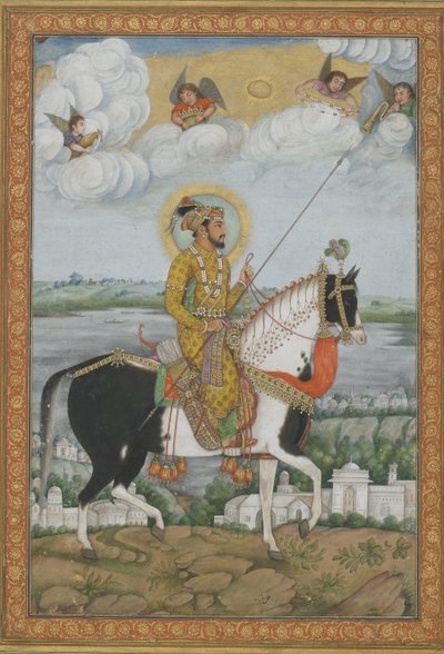 来自Kevorkian专辑的Shah Jahan皇帝的马术肖像（不透明的水彩和纸上的黄金） 作者 印度学校