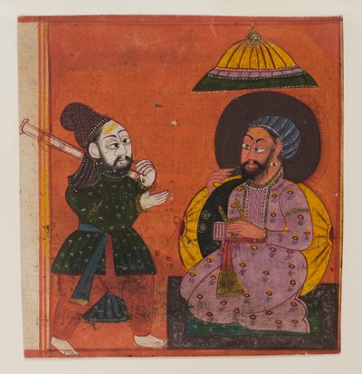 Markandeya Purana系列的页面碎片，c.1625（纸上不透明的wc和黄金） 作者 印度学校