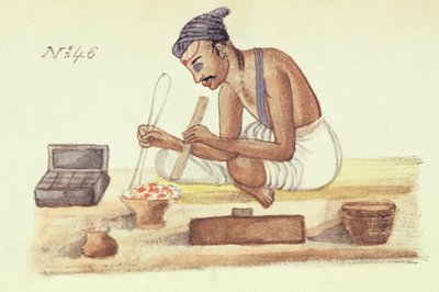 戈德史密斯，选自《印度不同种姓文摘》，文卡塔-拉马斯瓦尼著，1837 年在马德拉斯出版（彩色石版）。 作者 印度学校