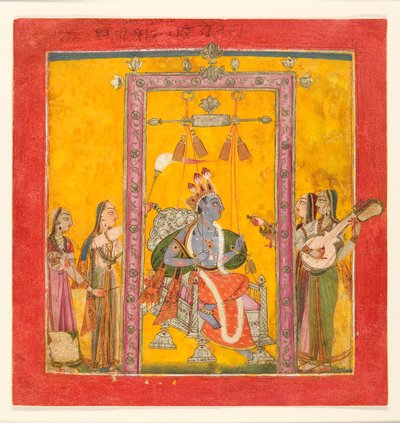 Hindola Raga，c.1700（不透明的wc，银色和金色在纸上） 作者 印度学校