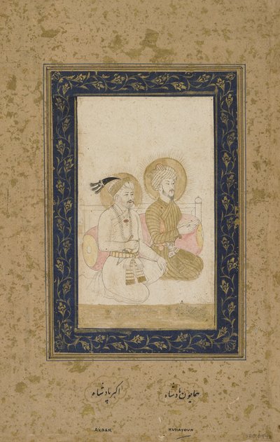 Humayun和Akbar，独立专辑对开，c.1900 作者 印度学校