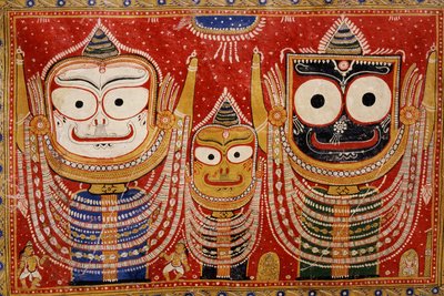 Jagannath，画在房子的墙上（壁画） 作者 印度学校