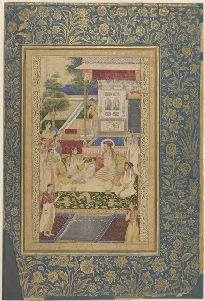 Jahangir和Khurram王子受到Nur Jahan的欢迎，1640-50 作者 Indian School