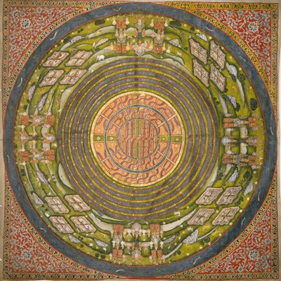 耆那教宇宙图（Jambudvipa）（棉布水粉画） 作者 印度学校