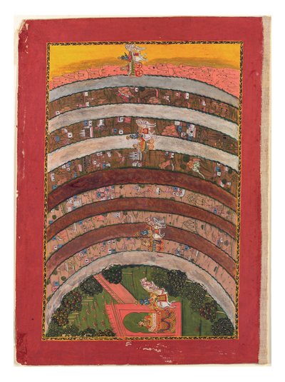 穿越未知的土地，从他的战车克里希纳的旅行，1750年（不透明的wc，纸上的金和银） 作者 印度学校