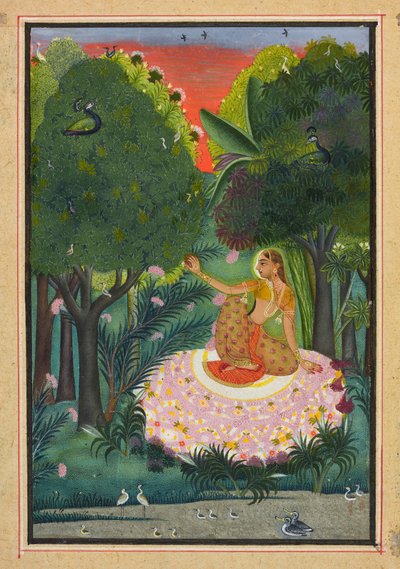 卡莫德·拉吉尼（Kamod Ragini），作品集“拉加马拉”的作品集，约1770年至1775年 作者 印度学校