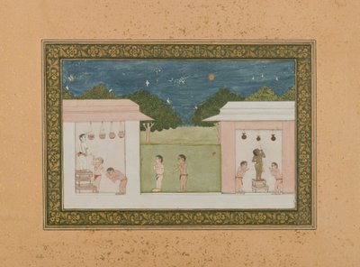 Krishna Stealing Curds，1775（不透明wc＆黄金在纸上） 作者 印度学校