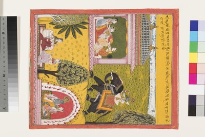 克里希纳来到相思的拉达，1700年 作者 印度学校