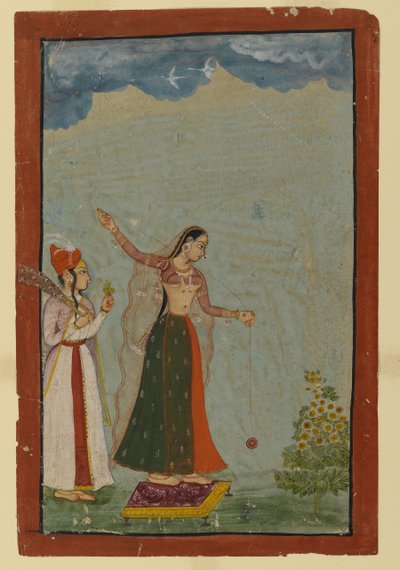 溜溜球的女士，1770（不透明的wc和黄金在纸上） 作者 印度学校