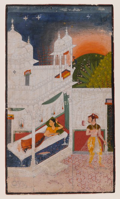 Lalita Ragini，页面来自分散的Ragamala系列，c.1640（纸上不透明的wc） 作者 印度学校