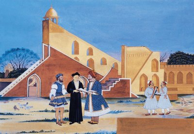 印度拉贾斯坦邦斋浦尔 Jantar Mantar 的 Maharaja Sawai Jai Singh II 画作（纸面水彩画） 作者 印度学校