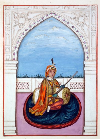 Maharajah Dulip Singh，来自旁遮普王国，统治者和酋长，第一卷，由一位身份不明的印度艺术家进行的27次水彩研究，第1840页（纸上写着） 作者 印度学校