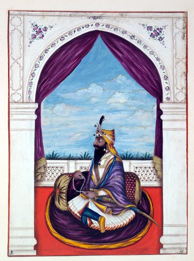 Maharajah Karak Singh，来自旁遮普王国，其统治者和酋长，第一卷，由一位身份不明的印度艺术家进行的27项水彩研究，第1840卷（wc） 作者 印度学校