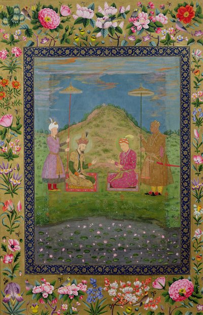 来自Moraqqa的E-14 Humayun女士（1508-56）和Akbar（1542-1605）的vizier女士 作者 印度学校