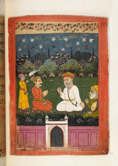 Mss Panj.B.40, f.123 Baba Nanak 和 Mardana 与 Shivanabh 国王，插图选自《Guru Nanak 传》。 作者 印度学校