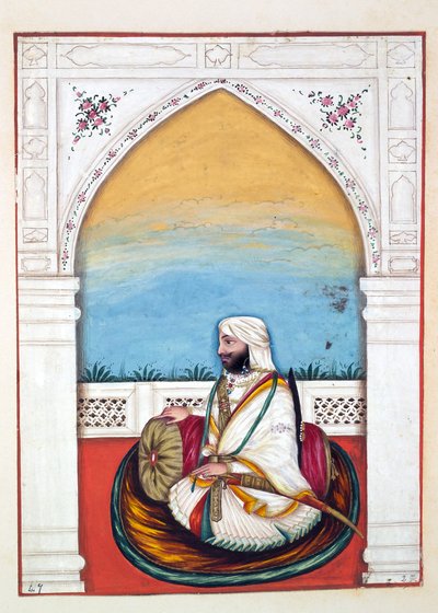 来自旁遮普王国的Nawab Imam-od-dun，其统治者和酋长，第二卷，由一位身份不明的印度艺术家进行的30次水彩研究，第1840页（纸上写着） 作者 印度学校