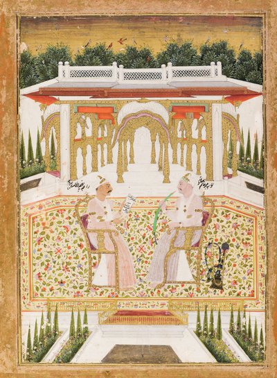 Nawab Mir Alam Bahadur和Raja Chandu Lal Bahadur，c.1800（不透明的wc＆黄金在纸上） 作者 印度学校