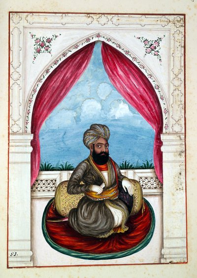 Nawab Mohammad Akhbar Khan，来自旁遮普王国，其统治者和酋长，第二卷，由一位身份不明的印度艺术家进行的30项水彩研究，第1840页（纸上写着） 作者 印度学校