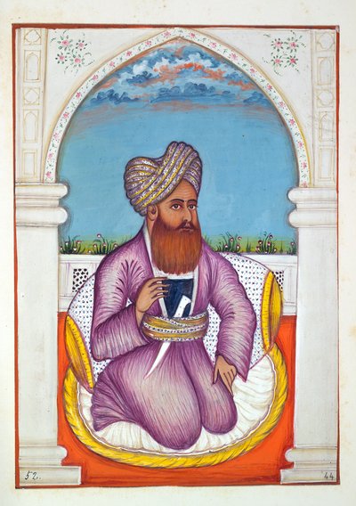 Nawab Pir Mohammad Khan，来自旁遮普王国，其统治者和酋长，第二卷，由一位身份不明的印度艺术家进行的30次水彩研究，第1840页（纸上写着） 作者 印度学校