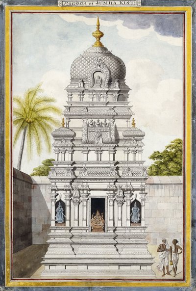 泰米尔纳德邦（Samilangam）斯里兰加姆（Jambukeshvara）神庙的一部分c。 1800（铅笔，钢笔，黑色墨水，带普通纸的w - c） 作者 印度学校
