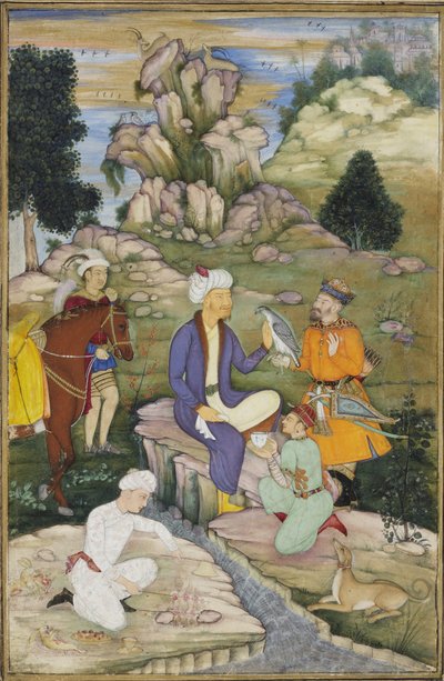 在寻找过程中去野餐，c.1615（纸上不透明的wc） 作者 印度学校