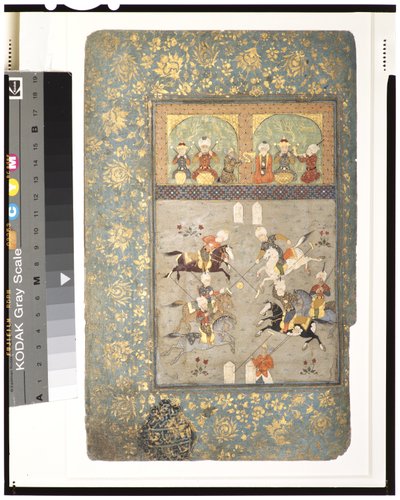 马球运动员，约1530年（纸上不透明水彩和金色） 作者 印度学校