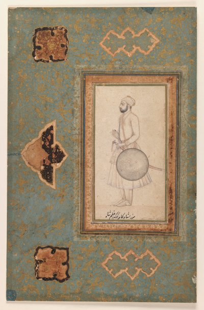 Kuka Azam Shah的肖像，c.1640（墨水在纸上） 作者 印度学校