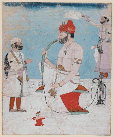 Kangra的Raja Sansar Chand的肖像，第1800-10页（不透明的wc＆黄金在纸上） 作者 印度学校