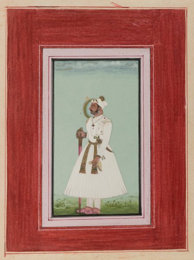 Rao Vir Singh的肖像，1780-1790（不透明的wc＆黄金在纸上） 作者 印度学校